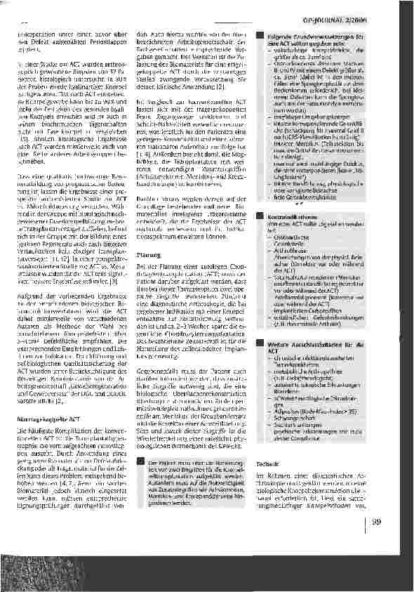 Vorschauseite 4: Stand und Trends in der biologischen Rekonstruktion von Knorpelschäden des Kniegelenks