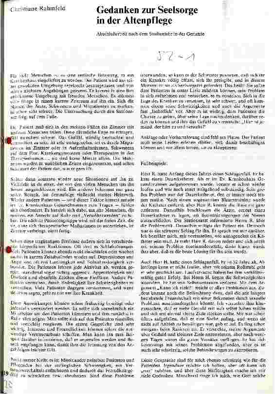 Vorschauseite 1: Gedanken zur Seelsorge in der Altenpflege
