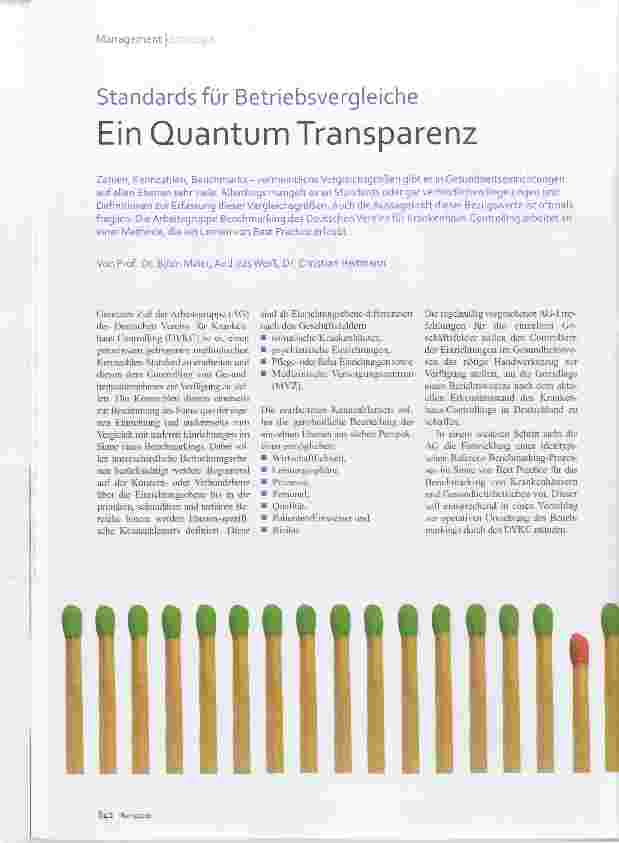Vorschauseite 1: Standards für Betriebsvergleiche Ein Quantunn Transparenz