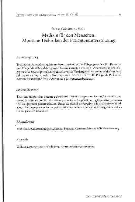 Vorschauseite 1: Medizin für den Menschen: Moderne Techniken der Patientenunterstützung