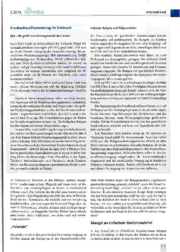 Vorschauseite 2: Griechische Krankenhäuser unter Druck