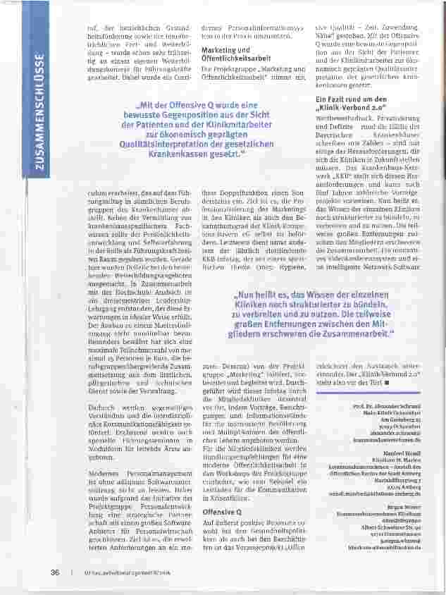 Vorschauseite 3: Effektive Vernetzung in der Genossenschaft Klinik- Kornpetenz- Bayern