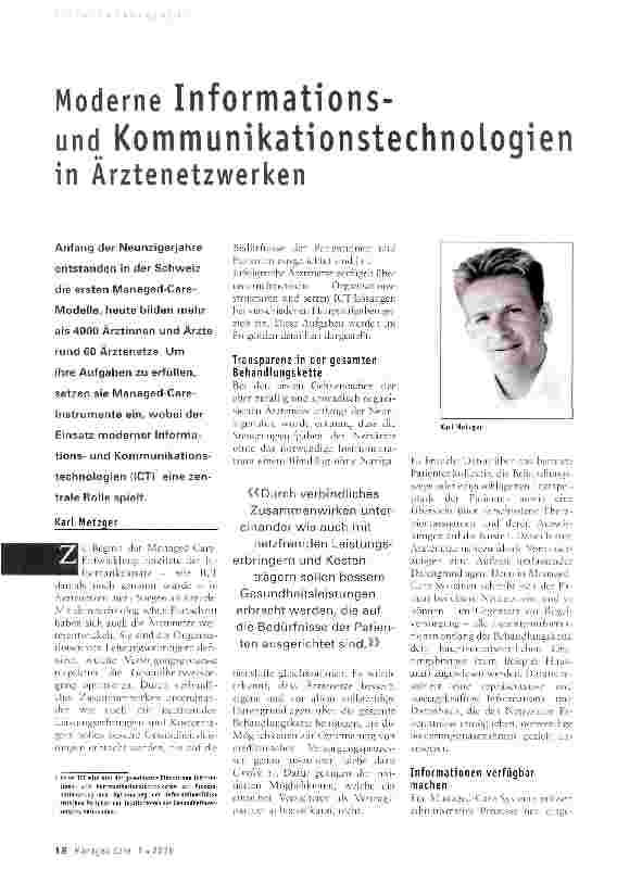 Vorschauseite 1: Moderne Informationsund Kommunikationstechnologien in Ärztenetzwerken