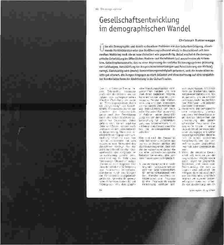Vorschauseite 1: Gesellschaftsentwicklung im demographischen Wandel