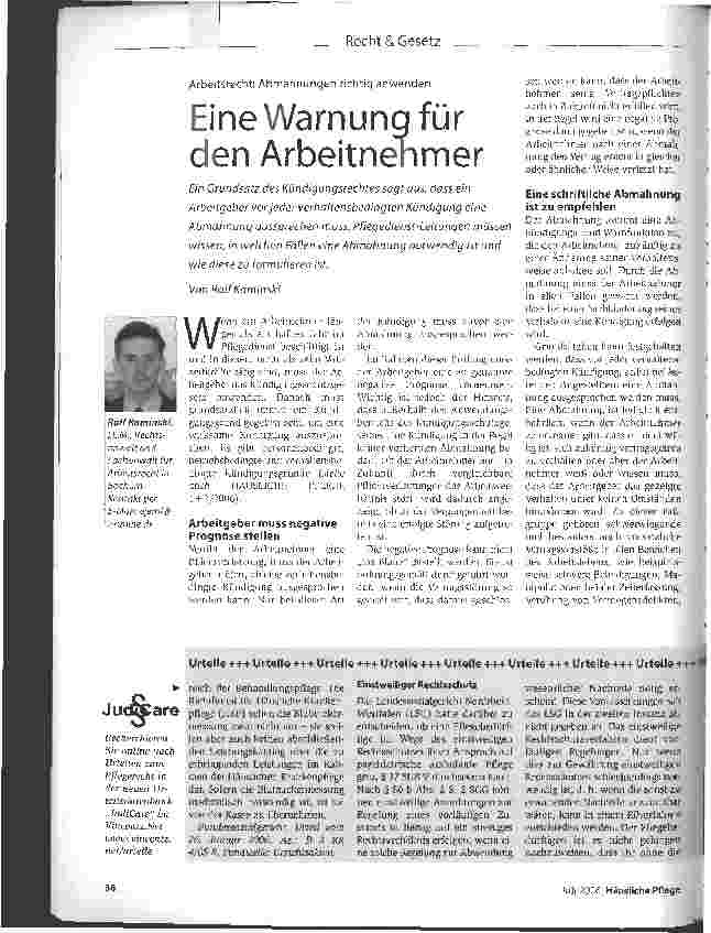 Vorschauseite 1: Arbeitsrecht: Abmahnungen richtig anwendenEine Warnung für den Arbeitnehmer