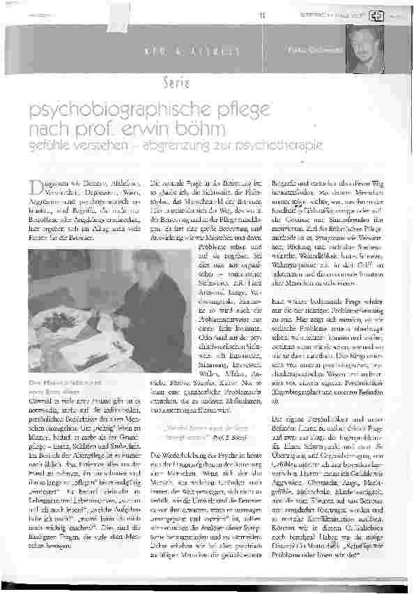 Vorschauseite 1: Psychobiographische Pflege nach Prof. Erwin Böhm