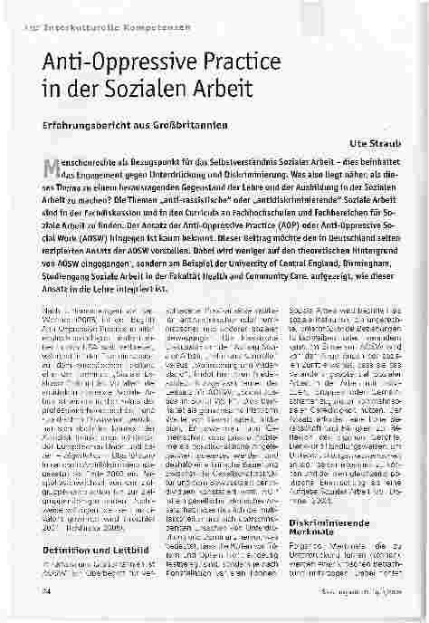 Vorschauseite 1: Anti-Oppressive Practice in der Sozialen ArbeitErfahrungsbericht aus Großbritannien