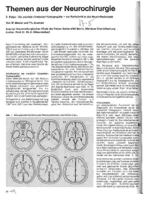 Vorschauseite 1: Themen aus der Neurochirurgie 3. Folge: Die craniale Computer-Tomographie - ein Fortschritt