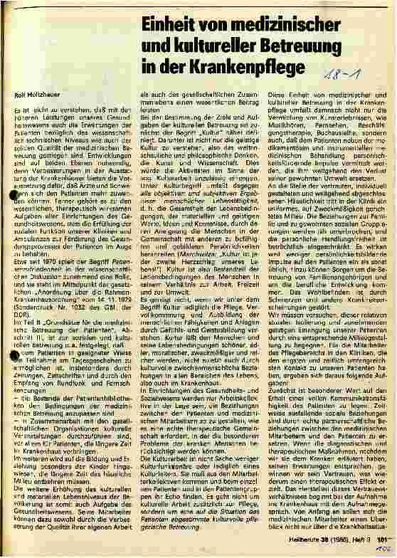 Vorschauseite 1: Einheit von medizinischer und kultureller Betreuung in der Krankenpflege