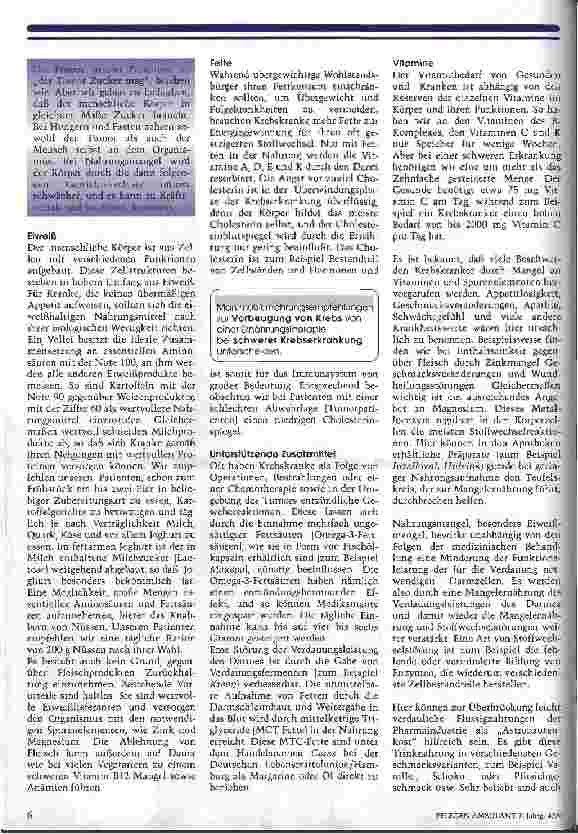 Vorschauseite 3: Die Bedeutung der Ernährung bei progredienten Krebserkrankungen
