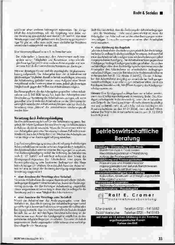 Vorschauseite 2: Versetzung des Arbeitnehmers