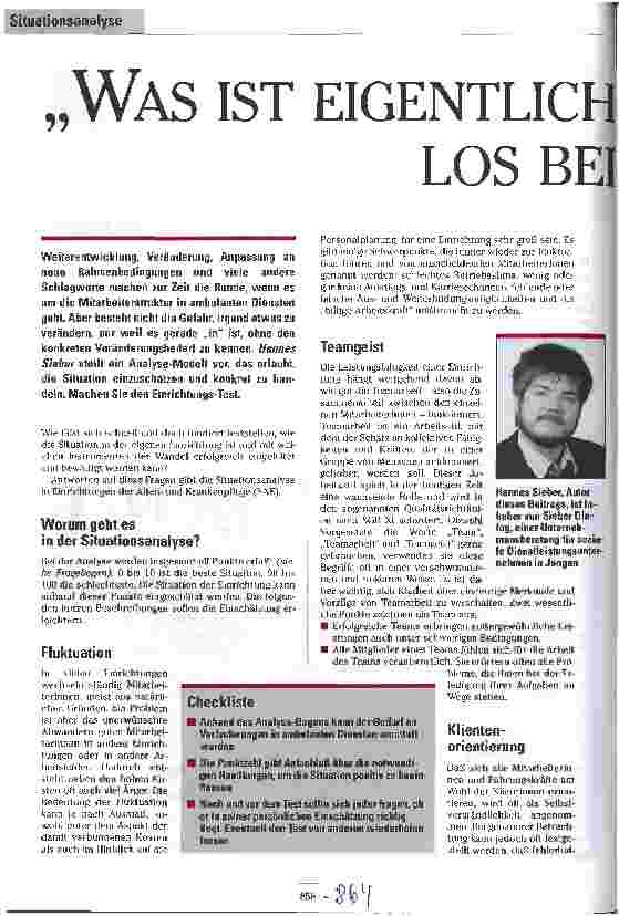 Vorschauseite 1: Was ist eigentlich los bei uns? Situationsanalyse in ambulanten Diensten