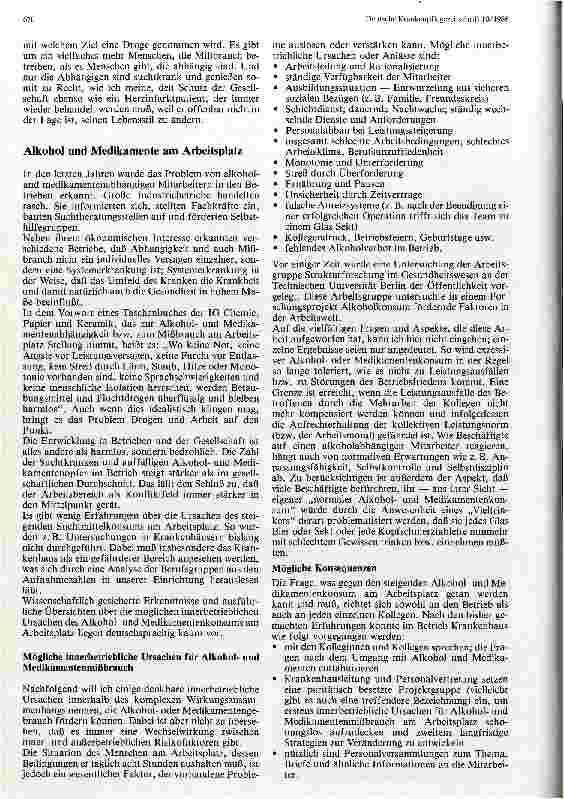 Vorschauseite 3: Abhängigkeit und Mißbrauch Zum Problem von Alkohol und Medikamenten am Arbeitsplatz