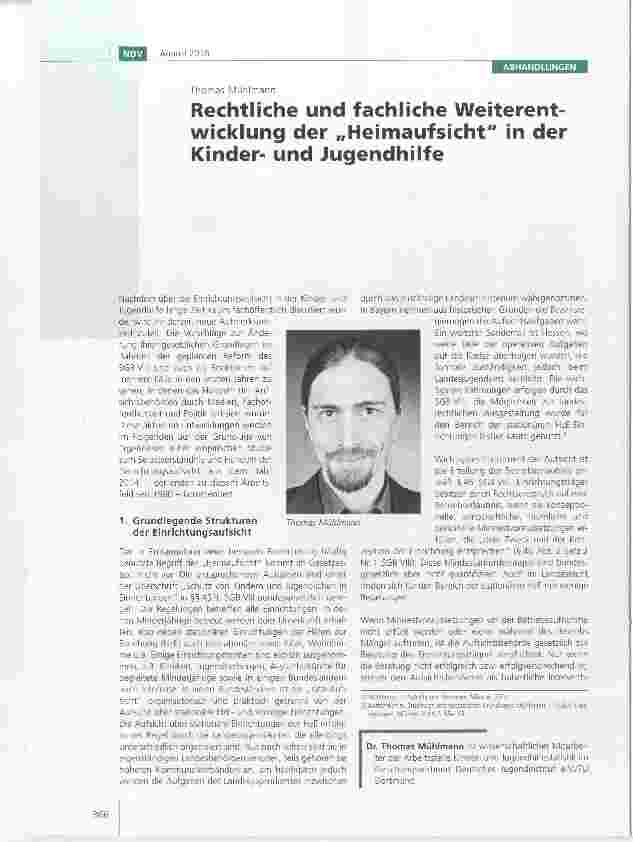 Vorschauseite 1: Rechtliche und fachliche Weiterentwicklung der „Heimaufsicht in der Kinderund Jugendhilfe