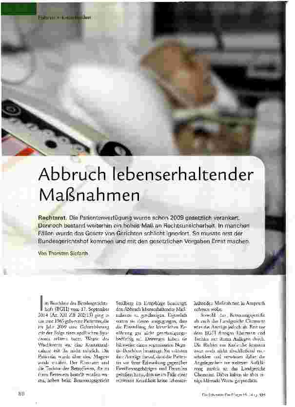 Vorschauseite 1: Abbruch lebenserhaltender Maßnahmen