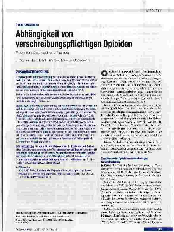 Vorschauseite 1: Abhängigkeit von verschreibungspflichtigen Opioiden