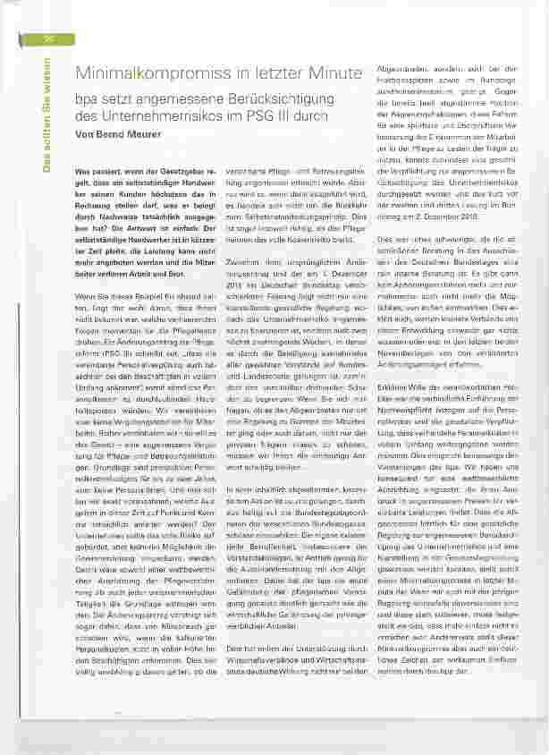 Vorschauseite 1: Minimalkonnpronniss in letzter Minute bpa setzt angemessene Berücksichtigung des Unternehmerrisikos im PSG III durch