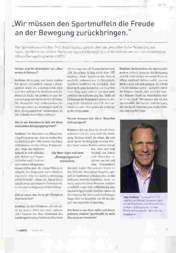 Vorschauseite 1: „Wir müssen den Sportmuffeln die Freude an der Bewegung zurückbringen.“