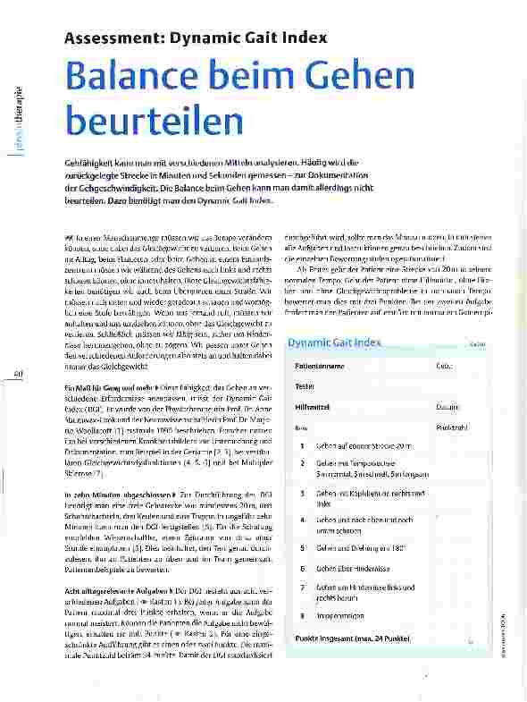 Vorschauseite 1: Balance beim Gehen beurteilenAssessment: Dynamic Gait Index