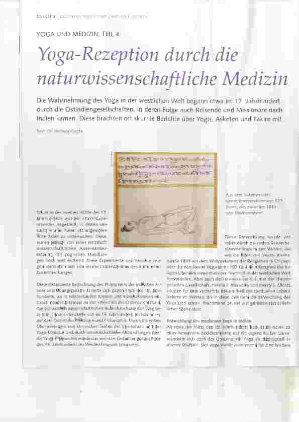 Vorschauseite 1: YOGA UND MEDIZIN, TEIL 4 Yoga-Rezeption durch die naturwissenschaftliche Medizin