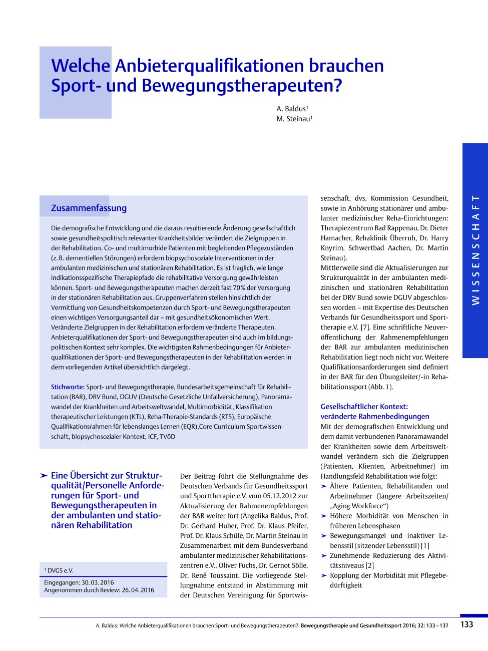 Vorschauseite 1: Welche Anbieterqualifikationen brauchen Sportund Bewegungstherapeuten?