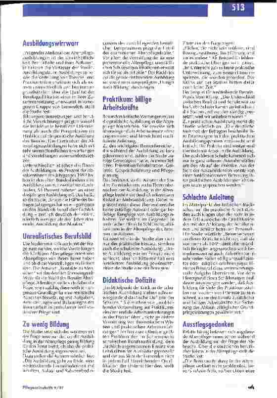 Vorschauseite 2: Bundesinstitut für Berufsbildung zieht Bilanz: Altenpflege - nur ein Beruf auf Zeit