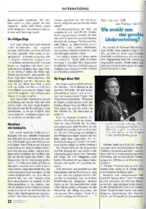 Vorschauseite 3: Pflegende aus 100 Kulturen mit gemeinsamen Anliegen ICN-Kongress in Vancouver, 16 - 20. Juni 1997