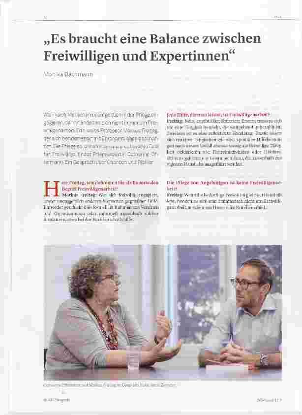 Vorschauseite 1: Es braucht eine Balance zwischen Freiwilligen und Expertinnen