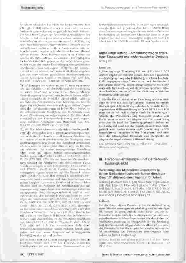 Vorschauseite 1: Aufhebungsvertrag Anfechtung wegen arglistiger Täuschung und widerrechtlicher Drohung