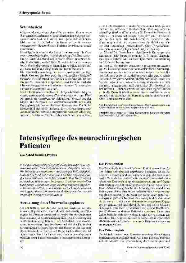 Vorschauseite 1: Intensivpflege des neurochirurgischen Patienten