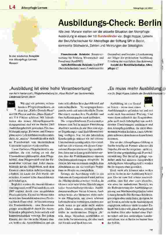 Vorschauseite 1: Ausbildungs-Check: Berlin