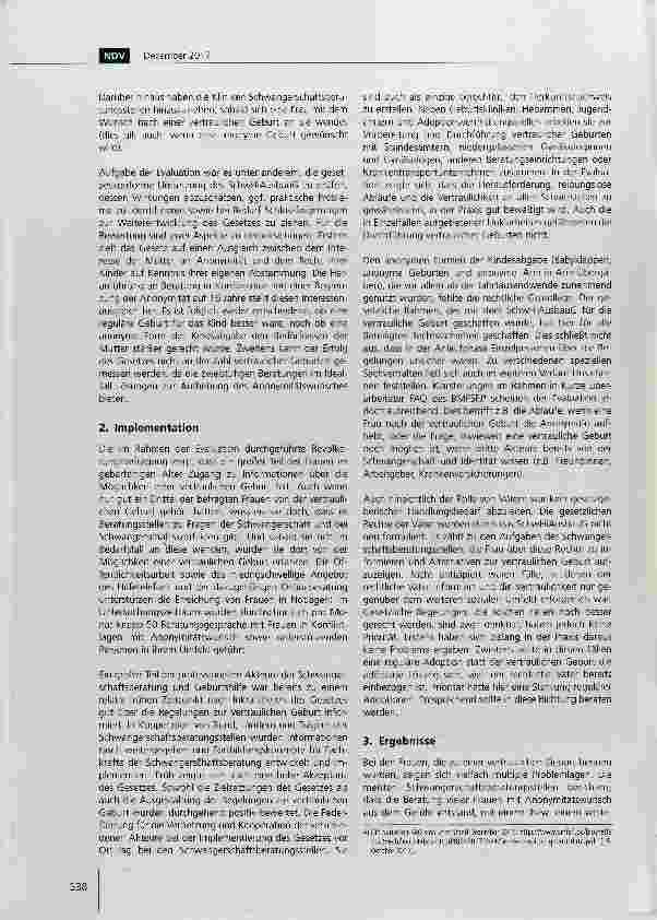 Vorschauseite 2: Vertrauliche Geburt: Zentrale Ergebnisse der Gesetzesevaluation