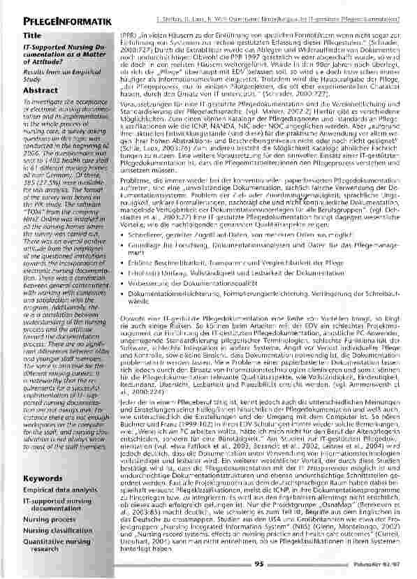 Vorschauseite 2: Einstellungssache IT-gestützte Pflegedokumentation?