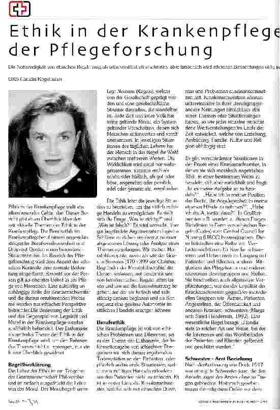 Vorschauseite 1: Ethik in der Krankenpflege und in der Pflegeforschung