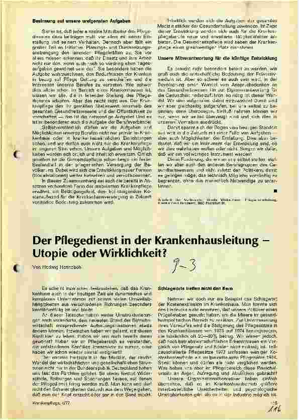 Vorschauseite 1: Der Pflegedienst in der Krankenhausleitung - Utopie oder Wirklichkeit?