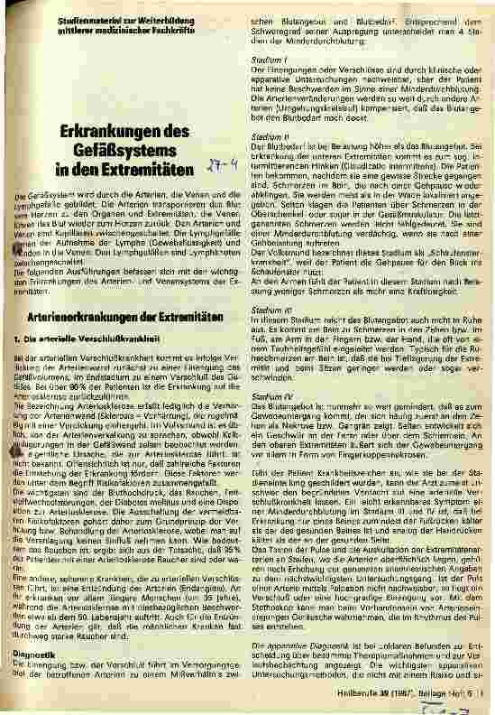 Vorschauseite 1: Erkrankungen des Gefäßsystems in den Extremitäten