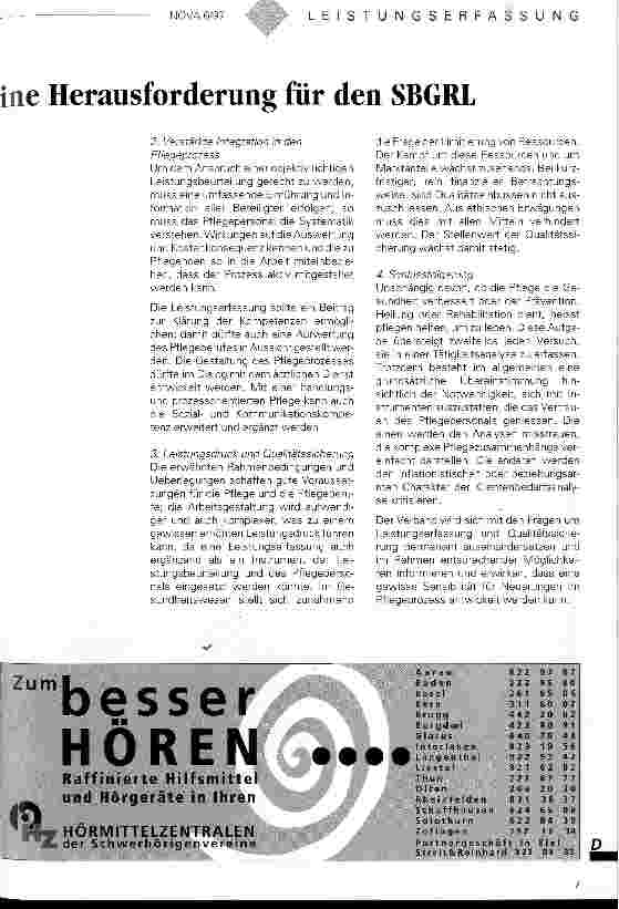 Vorschauseite 2: Leistungserfassung - eine Herausforderung für den SBGRL