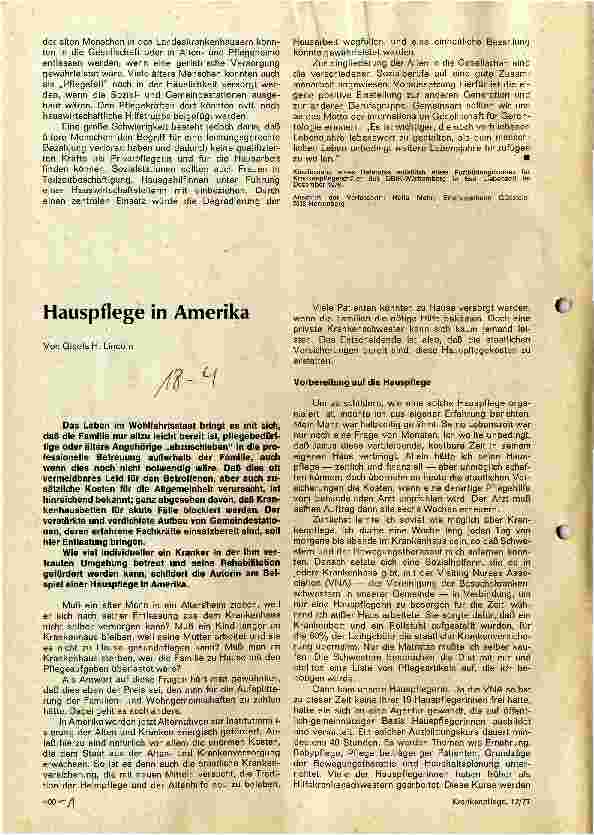 Vorschauseite 1: Hauspflege in Amerika