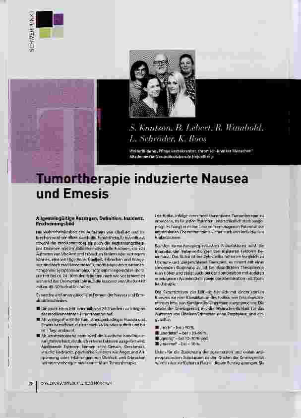 Vorschauseite 1: Tumortherapie induzierte Nausea und Emesis
