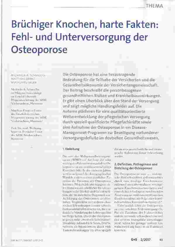 Vorschauseite 1: Brüchiger Knochen, harte Fakten: Fehlund Unterversorgung der Osteoporose