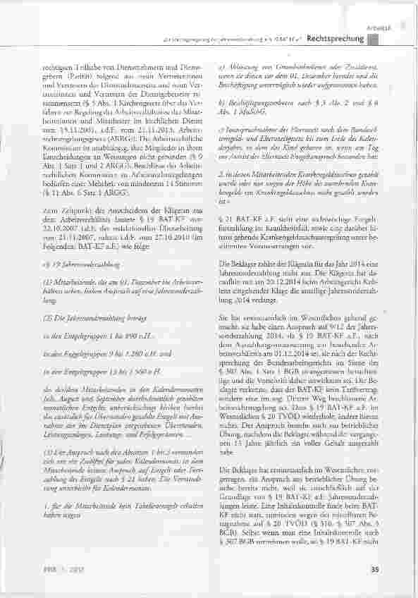 Vorschauseite 2: Zur Stichtagsregelung der Jahressonderzahlung in § 19 BAT KF a. F.