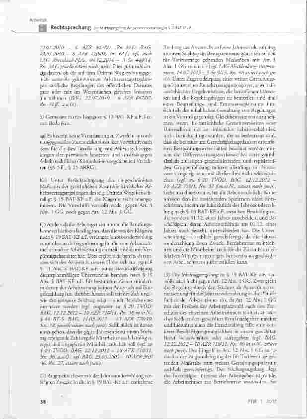 Vorschauseite 5: Zur Stichtagsregelung der Jahressonderzahlung in § 19 BAT KF a. F.