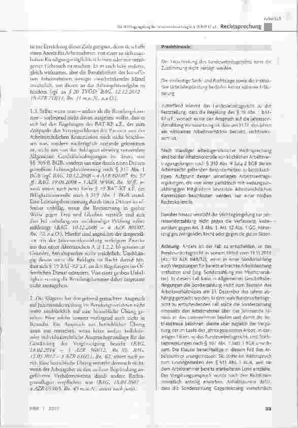 Vorschauseite 6: Zur Stichtagsregelung der Jahressonderzahlung in § 19 BAT KF a. F.
