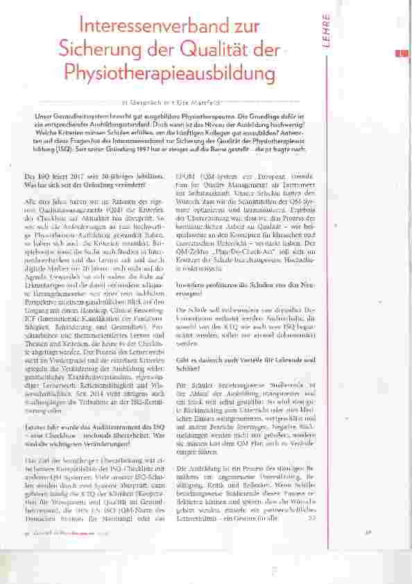 Vorschauseite 2: Interessenverband zur Sicherung der Qualität der Physiotherapieausbildung