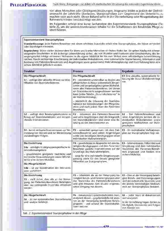 Vorschauseite 3: Anregungen zur didaktischmethodischen Umsetzung des nationalen Expertenstandards Sturzprophylaxe