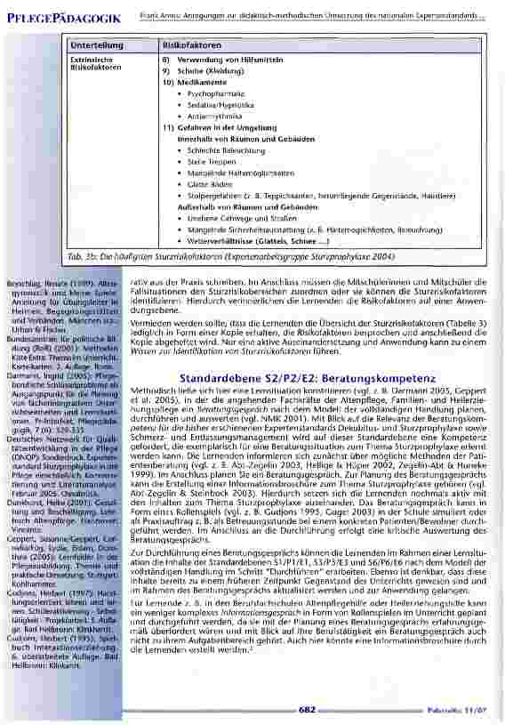 Vorschauseite 6: Anregungen zur didaktischmethodischen Umsetzung des nationalen Expertenstandards Sturzprophylaxe