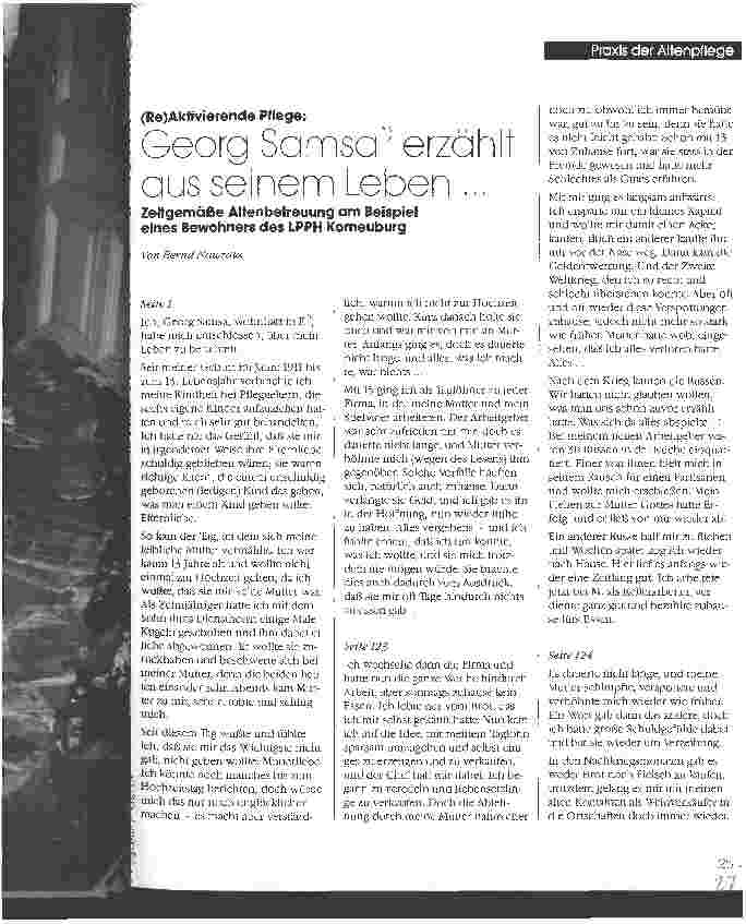 Vorschauseite 1: (Re)Aktivierende Pflege: Georg Samsa erzählt aus seinem Leben...