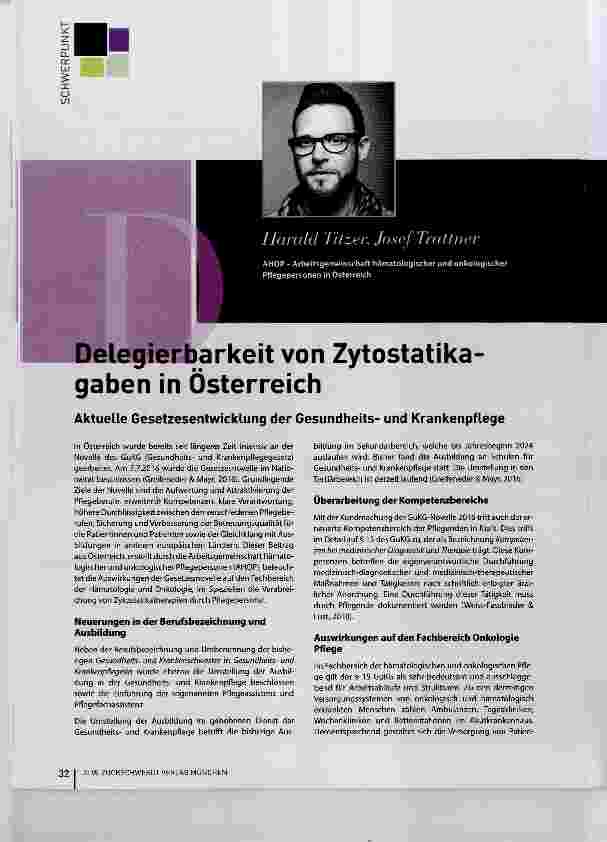 Vorschauseite 1: Delegierbarkeit von Zytostatikagaben in Österreich