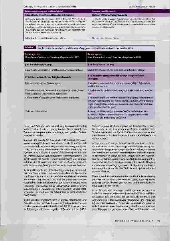 Vorschauseite 2: Delegierbarkeit von Zytostatikagaben in Österreich