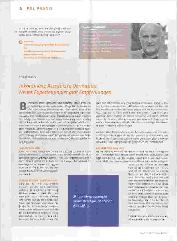 Vorschauseite 1: Inkontinenz Assoziierte Dermatitis: Neues Expertenpapier gibt Empfehlungen